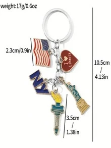 1 pieza Llavero con bandera estadounidense patriótica y dije de la Estatua de la Libertad - Llavero de coche y colgante de bolso, adecuado para el Día de la Independencia, accesorios de ropa urbana, decoración del Día de la Independencia - Blanco y Negro - Ver 6