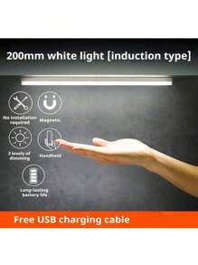 1 pièce Barre lumineuse à LED avec capteur de mouvement PIR rechargeable par USB, lampe de placard portable à induction, pour chambre, cuisine, couloir, décoration de chambre