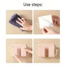 多功能壁挂式手机充电支架，无需钻孔遥控器收纳架，粘贴式悬挂支架，墙壁收纳盒，适用于卧室、浴室、客厅、办公室和宿舍，珠宝收纳盒，多种颜色，织物设计，卧室配件 | 时尚简约，空调，遥控器，耐用壁架，收纳架