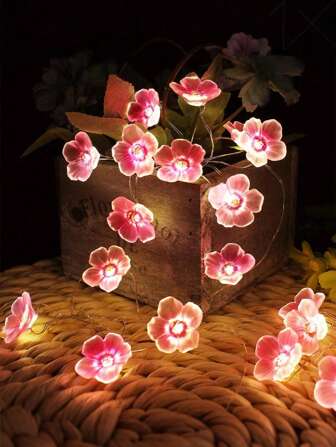 1 stuk 10/20/30 LED roze kersenbloesem lichtsnoer, op batterijen, decoratieve binnenverlichting voor slaapkamer, bruiloft, feest, fotostudio, opnameachtergrond