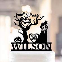 1 Đồ trang trí bánh cưới Halloween tùy chỉnh, Đồ trang trí bánh Gothic, Trang trí bánh Halloween cá nhân hóa, Đồ trang trí cho đám cưới Halloween, Đồ trang trí bánh Halloween - Nhiều màu - Xem 8