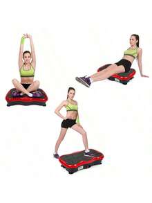 Placa vibratoria mariposa - fitness - 10 programas - con altavoz USB - negro rojo - Ver 2