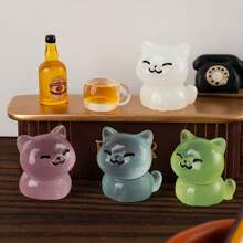 1-Pack Luminous Mini Cat Statue - Cute Resin Kitten Statue, Suitable For Home And Car Decoration, Perfect Holiday Gift, Random Color