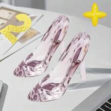 2 件 3D 亚克力高跟鞋装饰 - 透明和粉色迷你鞋柜，适合女士/女孩的可爱桌面装饰，生日/婚礼、新娘送礼会、女士家居装饰的精美礼物，收纳整理器，旅行必需品，返校宿舍收纳秋季装饰