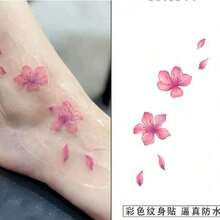 4 Pieces Of Beautiful Cherry Blossom Colored Tattoo Stickers, Sweet And Sexy Arm And Foot Bare Collarbone Flower Tattoo Stickers For Girls