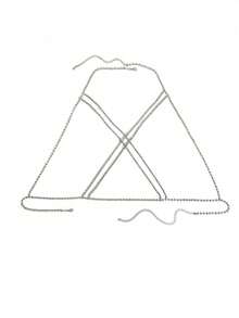 1 件经典胸罩链女式衬衫链身体饰品闪亮水钻派对性感夏日海滩饰品礼物 - 銀色 - 查看 3