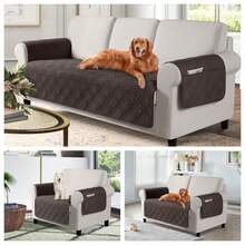 1/2/3 Seat Waterproof Sofa Covers With Non Slip Backing, Cushion Covers Couch Covers With Side Pocket Washable Chair Covers Furniture Protector For Cats Couch, Dog Bed Chocolate Brown - 巧克力棕 - 查看 1