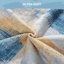 8x10 Washable Area Rug For Living Room, Grey Rug With Non Slip Backing, Low Pile Carpet For Bedroom, Dining Room,  Grey Rug (8'x10') - 藍黃 - 查看 9