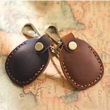 Ready-Made Air Ta   G Protective Case - Suitable For Ap     Ple Locator Keychain - Anti-Lost Locator Storage Case - Leather Case - Solid Color Locator Case - PU Nâu - Xem 4
