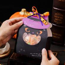 10个万圣节跨境新款糖果礼袋，万圣节南瓜派对包装盒二合一装饰收纳，适合万圣节氛围的节日主题图案，派对糖果/小礼物包装必备，轻巧便携，适合讨糖活动 - 彩色 - 查看 4