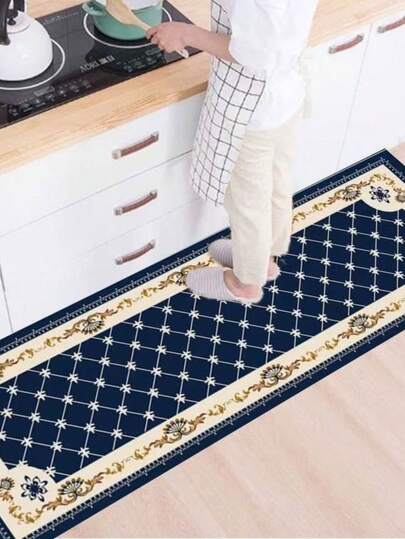 Kit 2 Tapete Jogo Passadeira Belga Cozinha Antiderrapante Emborrachada 2 Peças