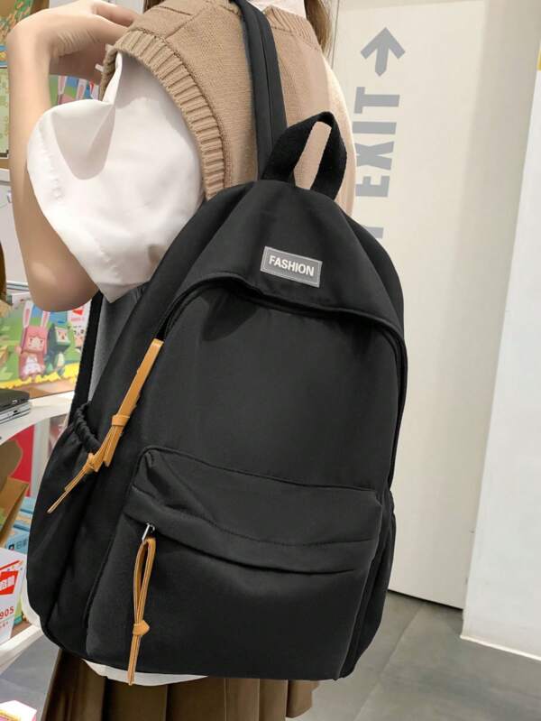 Mochila de gran capacidad de unicolor para mujer de estilo minimalista y forestal, adecuada para estudiantes de secundaria, preparatoria y universidad, perfecta para ir y venir, disponible en ocho colores, diseño unisex.