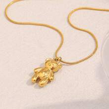 MamacitaSlay 1 件 18K 镀金不锈钢可爱熊吊坠项链，时尚优雅 - 項鍊 - 查看 7