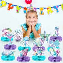 12Pcs Mermaid Party Supplies Mermaid Birthday Honeycomb Centerpieces For Under The Sea Party Decorations Ocean Mermaid Theme Table Honeycomb For Ocean Mermaid Theme Birthday Baby Shower Party Favors-0166 - 如圖 - 查看 6
