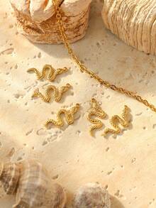 3pcs/Pack 304 Stainless Steel 12 Zodiac Snake Shaped Accessories, Niche Elegant DIY Necklace Bracelet Pendant - Snake Accessories - View 3