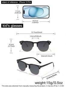 1 件装复古风格方形半框时尚儿童眼镜，适合 14-16 岁男孩和女孩的休闲服装配饰