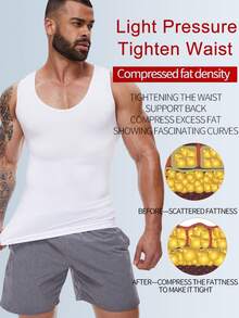 Slimming Mens Tummy Control Tank Top Shapewear Belly Chest Gynecomastia Compression Shirts Vest Girdle Body Shaper Underwear Undershirts - trắng - Xem 5