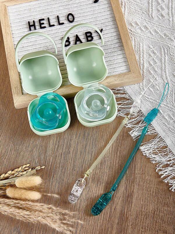 1 Set (1 Chupete + 1 Clip para Chupete + 1 Caja de Almacenamiento + 1 Caja de Regalo) / Opciones de Color, Chupete de Bebé, Adecuado para Bebés de Aproximadamente 3 Meses, Chupete Diario para Bebé, Chupete para Dormir, Chupete de Silicona Completa, Clip para Chupete Evita la Pérdida de Artículos Pequeños, Caja de Almacenamiento a Juego para un Transporte y Almacenamiento Convenientes