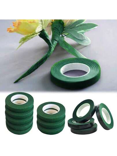 Non-Sticky Professional Floral Tape Roll - Dark Green, 0.5 Inch Wide For Stem Wrapping & Arrangements, Strong Stretch & Grip For Professional And DIY Floral Crafting Projects, Includes Video Tutorial For Wedding & DIY Crafts