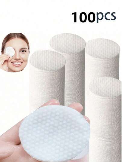 100 tampons de nettoyage de forme ovale, convenant à un usage facial, tampons démaquillants de haute qualité, anti-allergiques et sans peluches, tampons circulaires convenant à tous les types de peau, lingettes jetables pour le visage, lingettes de nettoyage facial non tissées
