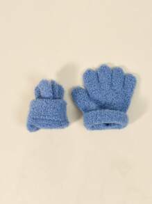 1双【1-3岁】婴幼儿手套|温暖可爱刺绣兔耳露指手套|冬季防风防滑|3D兔子刺绣布贴，适合日常穿着和户外防寒