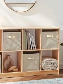 11 英寸可折叠织物储物柜带手柄，可折叠储物柜适用于衣柜、育儿室、架子（米色/黑色/灰色，1 件/3 件/6 件）