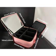 1pc Black/Pink Travel Makeup Bag With Mirror Large Capacity Cosmetic Storage Box Travel Portable Makeup Bag Case With LED Light Mirror Makeup Accessories For Travel Storage Bag,Makeup Bag,Cosmetic Bag,Vacation Organizer,Large Capacity Makeup Organizer Makeup Case, For Lipstick, Brush, Skincare, Mobile Phone, Coin, Small Items, For Home,Gift,Vacation And Festival Halloween Christmas Multifunctional Use,Boho Vibes