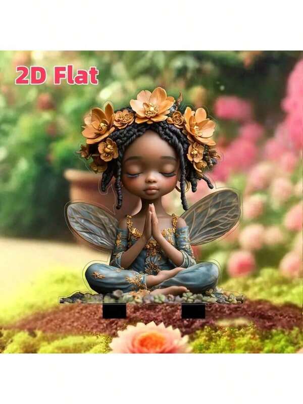 2D Bohemian African American Fairy Wishing Acrylic Garden Stake, 11.8"X 8.3" Multi-Purpose Outdoor Decor, Waterproof Sunproof, Suitable For Yard And Potted Plants, Ideal Gift