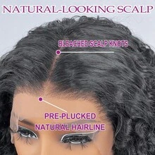 13x4 Jerry Curly Lace Front Wigs Human Blended Hair Wig HD Lace Frontal Pre-Plucked 200% Density 4x4 Weaves Glueless Frontal Wigs Brazilian Virgin Hair With Baby Hair For Women Natural Black Color Match All Skin Tones - Multiple Sizes Perfect For Daily Wear & Special Occasions Natural Hairline Natural Look - Natural & Black - View 8