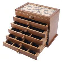 6 Schicht Schmuckkasten Holz, 6 Ebenen Großer Schmuckkasten mit 5 Schubladen Schmuckbox Schmuckkoffer Vintage Schmuckkasten Holz Große Kapazität Schmuckkoffer Organizer