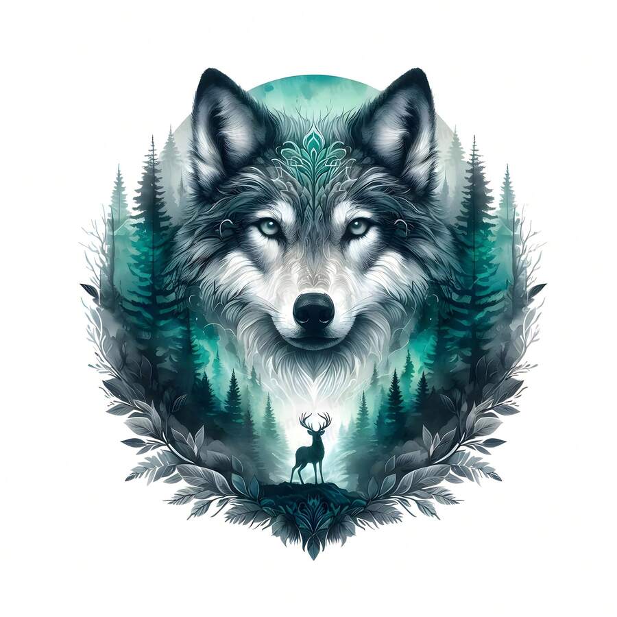 1pc/2pcs/3pcs Wolf And Forest Deer Hot Stamping Stickers - Durable, Washable And Heat Transferable Stickers Suitable For DIY T-Shirts, Sweatshirts, Jeans, Bags, Pillows, Vintage Hats, Easy To Iron Craft Supplies And Decorative Stickers