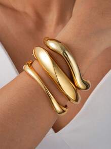 3/1pcs Simple Exaggerated Old Coin Decor Bangle Bracelet Set, For Women & Couples, Friendship, Summer Resort, Date, Daily Casual, Party Accessory