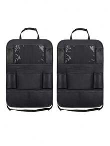 1 件/2 件汽车储物袋、牛津布椅背袋、公路旅行储物必需品、座椅旅行袋、长途旅行后座纸巾架、座椅后方挂袋，采用防踢设计、平板且易于清洁，节省空间，通用汽车旅行配件 - 款式B - 查看 17