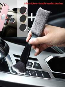 Cepillo de limpieza multifuncional para ranuras de coche, cepillo de limpieza de doble cabezal para oficina, hogar, rejillas de ventilación de coche, detalles interiores, herramienta de plumero de cerdas suaves