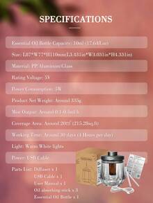 ellestfun 1pc USB 5V Glass Metal Waterless Essential Oil Diffuser, Micro-Porous Aromatherapy Humidifier, Home Hotel Office Use, Metal Enclosure Design - Grey - View 12