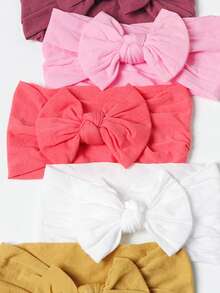 5pcs Nylon Bow Baby Headbands, Soft & Comfortable - Multicolor - View 3
