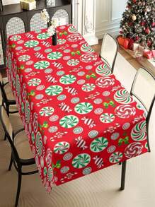 1/20 Stück Rote Weihnachts-Candy-Candy-Themen Tischdecke - Candy-Candy-Cane-Design Tischdecke, geeignet für Weihnachten, Feiertage, Winter, Küche, Abendessen, Familie, Party, Feiertage, Geburtstagsdekoration