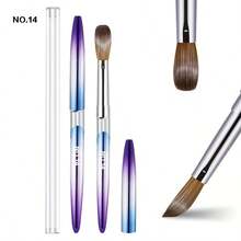 1支装镀铬美甲刷套装 - 蓝紫色炫彩金属手柄，尼龙刷毛（#10/12/14/16）| 丙烯酸凝胶延长刷 | 专业美甲工具，适用于沙龙和家庭DIY - 彩色 - 查看 7