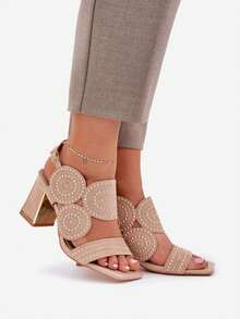 女士时尚百搭通勤高跟凉鞋，夏季