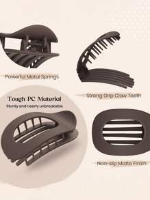 1/2 件扁平圆形发夹套装，女士扁平发夹，平放爪夹，法式爪夹发夹，适用于浓密稀疏头发的哑光防滑夹，适合女性女孩法式康科德扁平配饰，防滑发夹，弧形设计复古简约小众发饰爪夹发夹