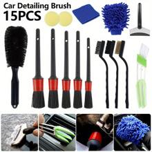 Multifunctional Car Detailing Tool Kit, Car Cleaning Brush Set, Including Wheel Brush, Air Conditioning Vent Brush, Polishing Sponge Pad, Car Wash Gloves And Cleaning Cloth(Random Accessory Color)
