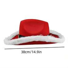 1pc Christmas Party Cowboy Feather Hat, Faux Fur Trim Jazz Hat, Santa Claus Hat, Western Carnival Hat, Suitable For Party Costume - Multicolor - View 6