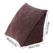 Soft Wedge Reading Pillow Triangle Corduroy Back Cushion Backrest Positioning Sofa Bed Office Chair Rest Pillow Back Support Pillow (Coffee)