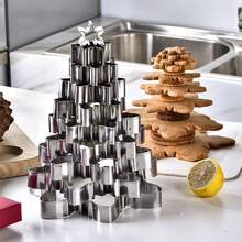 10pcs Christmas Snowflake Cookie Cutter Set - Stainless Steel Baking Molds, Suitable For Chocolate And Cake Decorations - Essential Kitchen Accessories For Holiday Cookies, Christmas Pajamas Gifts Christmas Decor - Silver - View 5