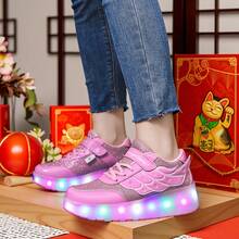 LED Winged Low-Top Roller Skates With Multi-Color Lights - Breathable Inline Skates For Girls, Outdoor Rapid Skating Shoes For All Seasons With Removable Wheels, Fashionable Design And Safety Features - Pink - View 8