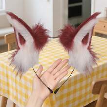 Halloween Fox Ears Headband Fake Fur Fox Costume Hair Accessories For Cosplay  Party - Rượu vang đỏ và trắng - Xem 4