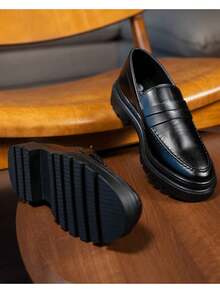 Men's Casual Loafer Shoes Stitched Piettro Work Events Comfortable Kit + Wallet - 黑色 - 查看 2