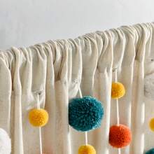 LUSH DECOR Boho Pom Pom Tassel Linen Window Curtain Panel Navy Single 52X84 Halloween-Fall Decor-Room Decor - 綠松石色/橙色 - 查看 4