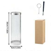 Juego de 3 parrillas de acero inoxidable para barbacoa: cesta portátil para cocinar al aire libre, ideal para verduras y aperitivos, rejilla redonda para fogatas, ideal para acampar y asar, accesorios para asar.