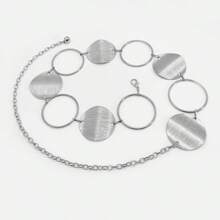 1 pezzo Cintura regolabile con grande disco rotondo in metallo dalla texture ondulata bohémien, design semplice adatto a gonne, pantaloni, ideale per spiaggia, uso quotidiano, estate, scuola, autunno, Ognissanti